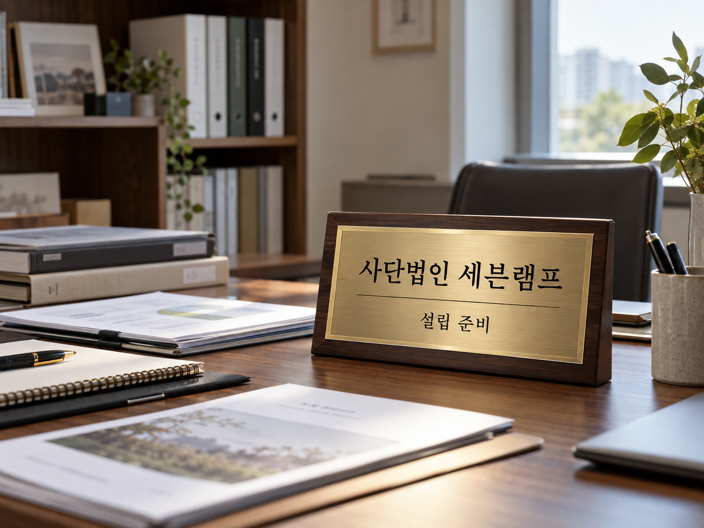 서로 다른 길이 금빛으로 연결되는 나눔 안내 일러스트